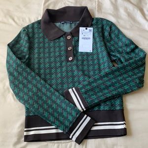Zara, S, green brown sweater top, new with tags